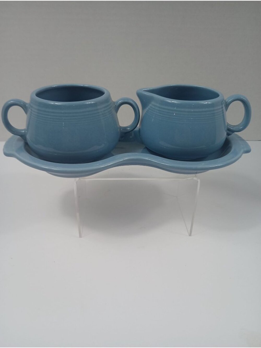 Vintage Homer Laughlin for Fiesta Daffodil/Yellow 3pc Tray Cream and Sugar Set